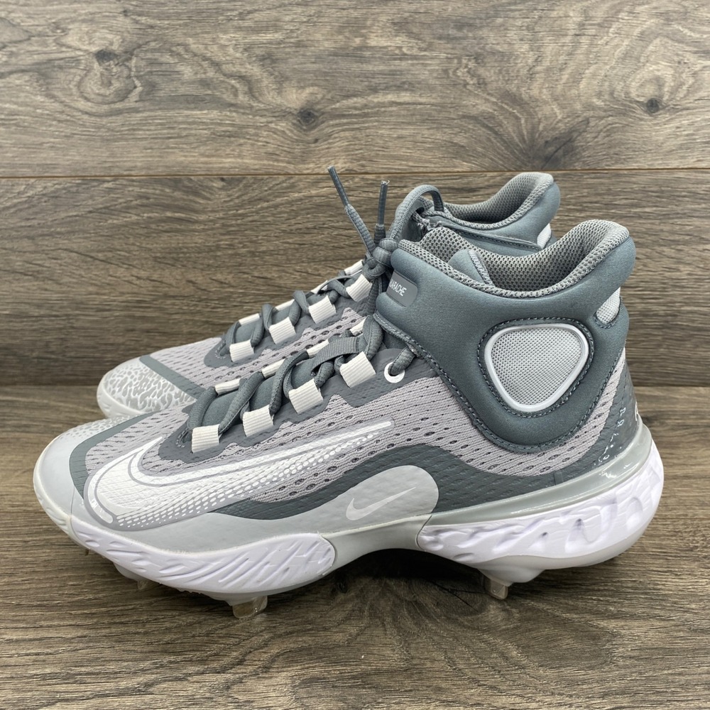 Nike Alpha Huarache Elite 4 Mid Mens 7 Grey White Baseball Cleats DJ6520-012